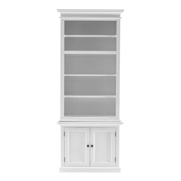 Homeroots White Solid Wood Adjustable Four Tier Bookcase 397126 - main