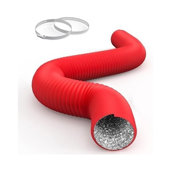 Ipower HealSmart 4 Inch 8 FT Flexible Aluminum Ducting, Red GLDUCT4X8CPVCRED - main