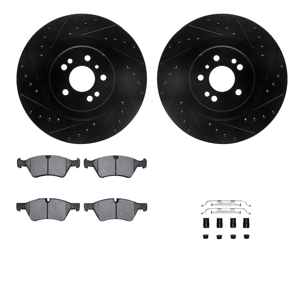 Dynamic Friction Co DFC Rotors-Drilled & Slotted-Black w/ EURO 5000 Ceramic Brake Pads Incl Hdw 8612-63082 - main