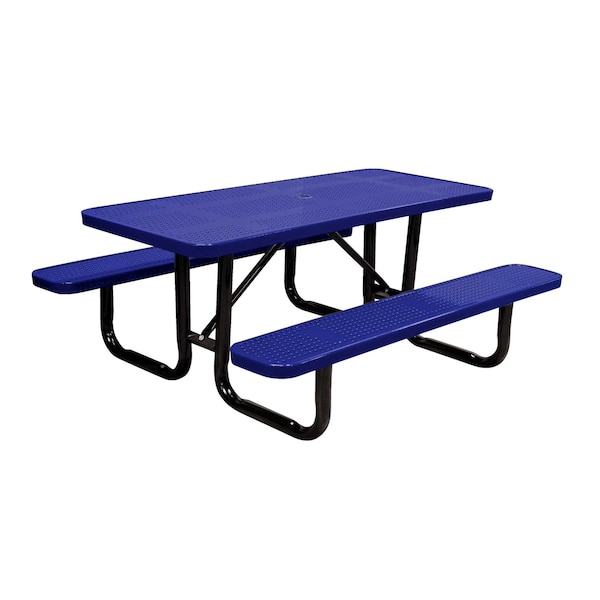 Leisure Craft 6' Standard Picnic Table, Perforated Metal, Portable, Navy T6XPP-PERF-NAVY - main