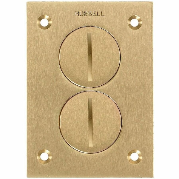 Hubbell Wiring Device-Kellems Box Cover, Floor Box Type, 1 Gang, Brass S3625 - main