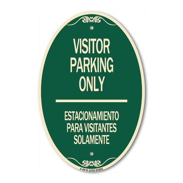 Signmission Bilingual Reserved Parking Sign Visitor Parki, 12 In X 18 In Architectural, Heavy Gauge Aluminum A-OV-G-1218-24301 - main