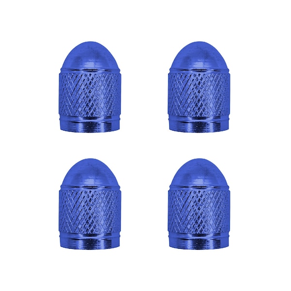 Tru-Flate VALVE STEM CAPS For Tire Valve DressUp Use With TPMS Valve Blue Aluminum Pack Of 4 Carded Pack 38-511 - main