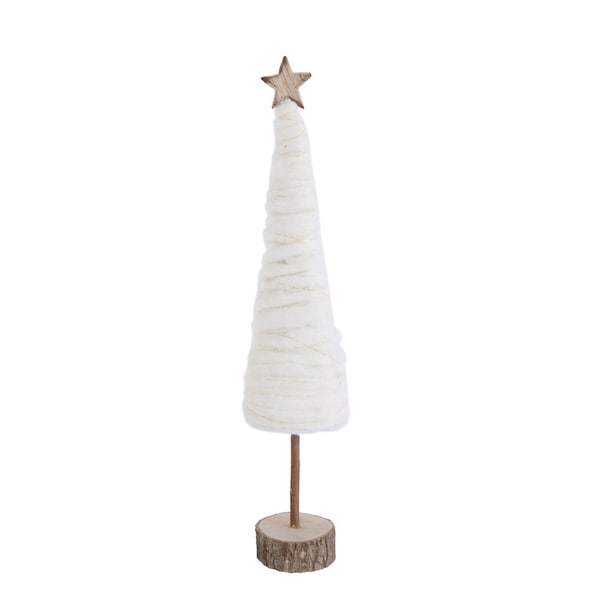 Creative Co-Op Cream Christmas Tree with Star and Wood Base Table Decor 18 in. XM1118 - main