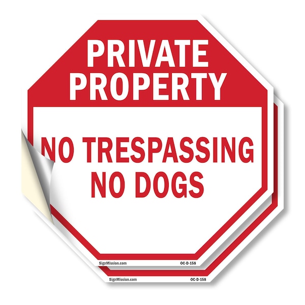 Signmission Private Property No Trespassing No, 6 inch X 6 inch, Vinyl Decal, 2PK OC-D-2PACK-6-158 - main