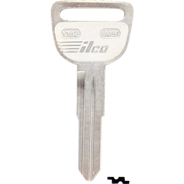 Kaba Ilco Honda Nickel Plated Automotive Key, HD91 / X182, 10PK AF01197113 - main