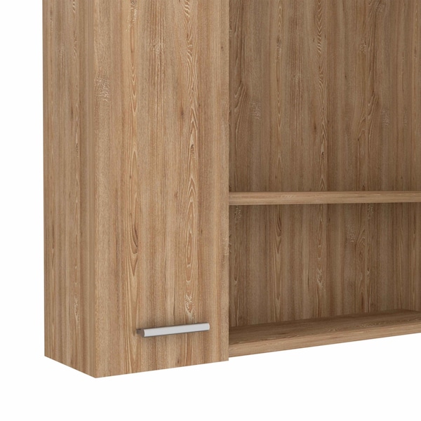 Homeroots 24" Natural Wood Floating Double Door Bathroom Vanity And Medicine Cabinet With Mirror 543583 - main