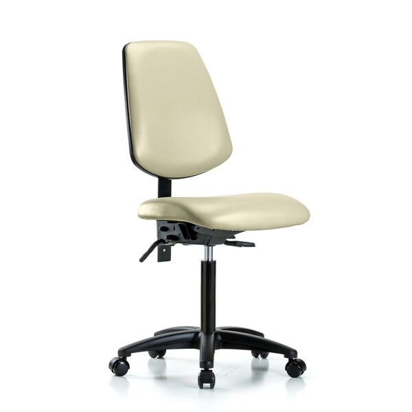 Blue Ridge Ergonomics Vinyl, Polyurethane Foam, Adobe White, 22" to 29" Seat Height, No Arms Arms, Rolling BR-VMBCH-MB-RG-T0-A0-NF-RC-8501 - main