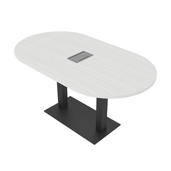 Skutchi Designs Racetrack Conference Table With Power Unit, 36 in W, 60 in L, White HAR-RAC-36X60-DOU.BK-WA7976-EBLK - main