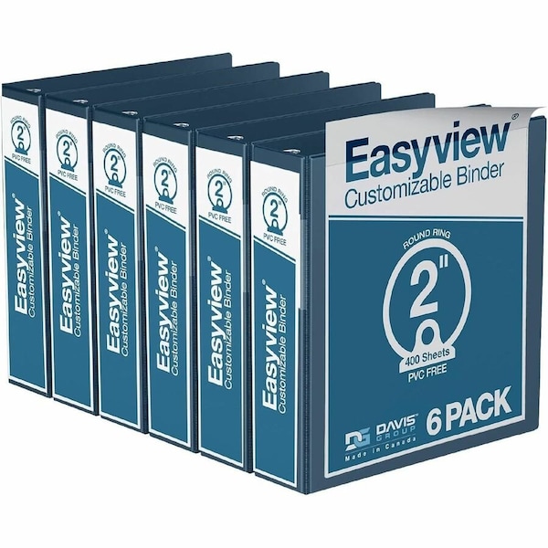 Davis Group Easyview Premium, Round Ring, Customizable, View Binder, (Navy Blue, 2"), PK6 8413-72-06 - main