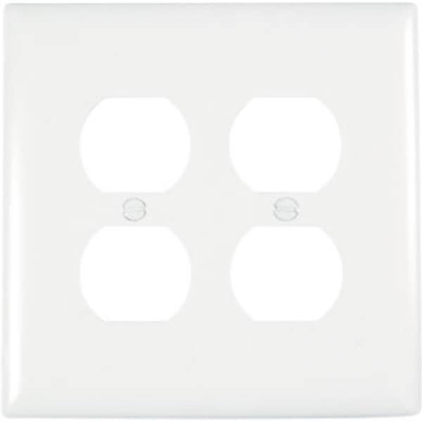 Legrand TradeMaster TPJ Series Wallplate, 5.0625 in L, 5-1/8 in W, Jumbo, 2-Gang, Plastic, White TPJ82WCC10 - main