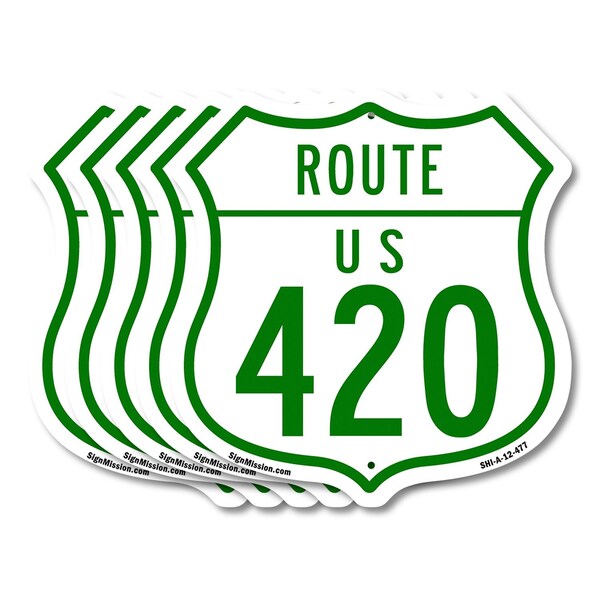 Signmission Route Marker Shield Sign Us 420, 12 inch X 12 inch, Aluminum Metal Sign, 5PK SHI-A-5Pack-12-477 - main