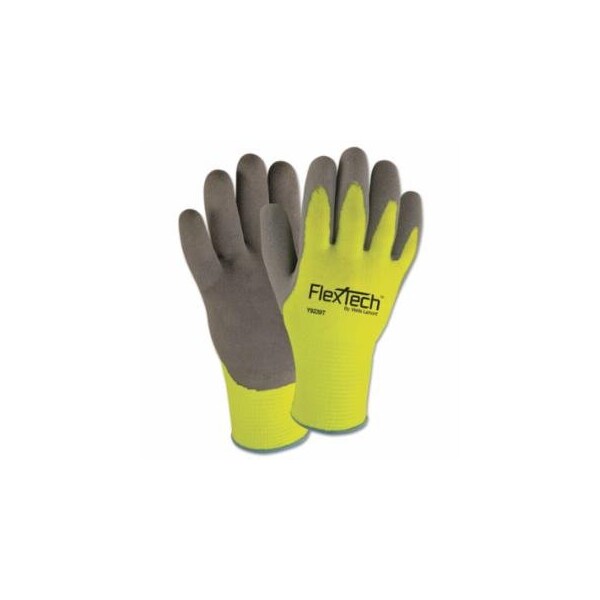 Wells Lamont FlexTech, Hi-Visibility Knit Thermal Gloves with Latex Palm, 2X-Large, Gray/Green, 12PK 815-Y9239TXXL - main