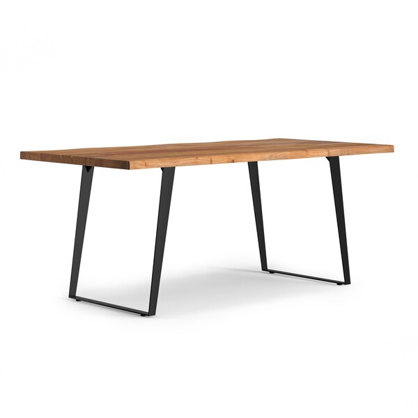 Homeroots 72" Natural and Black Solid Wood and Iron Frame Base Dining Table 640704 - main