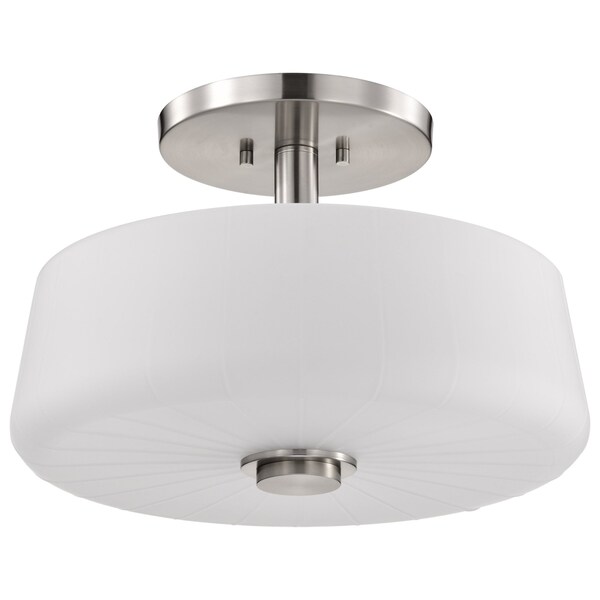 Nuvo Lune, 3 Light Semi-Flush, Brushed Nickel Finish, Etched White Glass 60/8229 - main