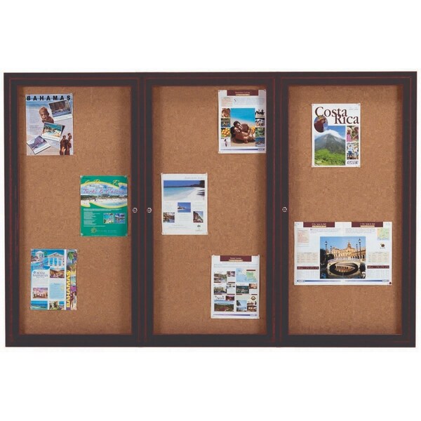 Aarco Illuminated Enclosed Bulletin Board w/ Bronze Anodized Al Frame, 48''Hx72''W DCC4872-3RIBA - main