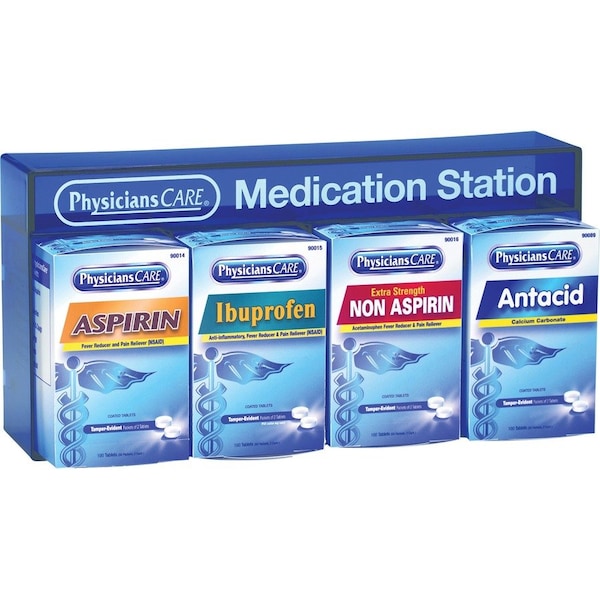 Physicianscare Medicine Station: Aspirin/Ibuprofen/Non Aspirin Pain Reliever/Antacid 90780 - main