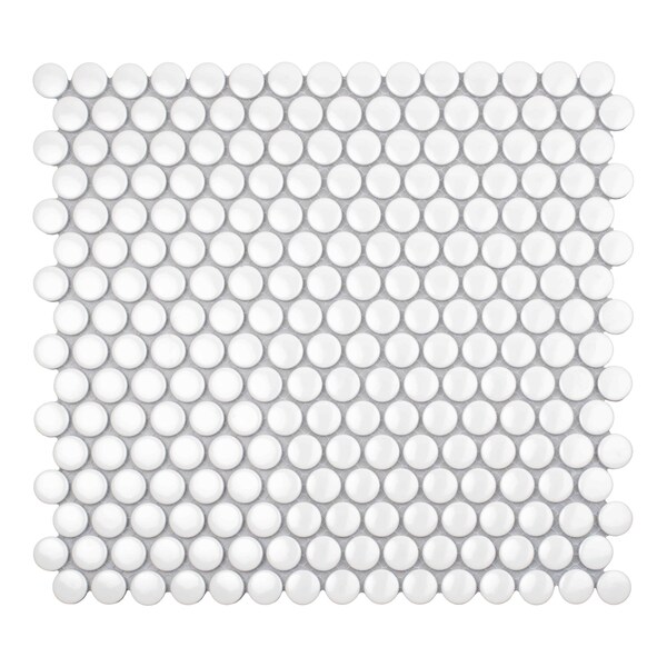 Apollo Tile Cirkel 11.46 in. x 12.4 in. Glossy White Porcelain Mosaic Wall and Floor Tile 9.87 sqft/case, 10PK ORB8801WTGA - main