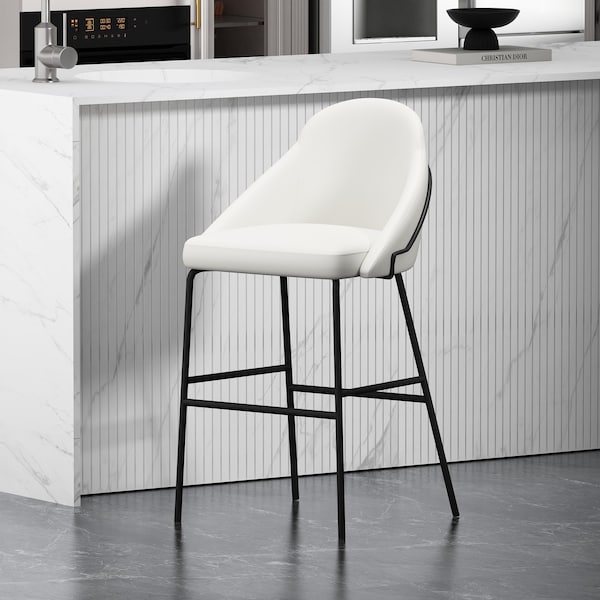 Manhattan Comfort Gracie Barstool in White and Black BS022-BWH - main