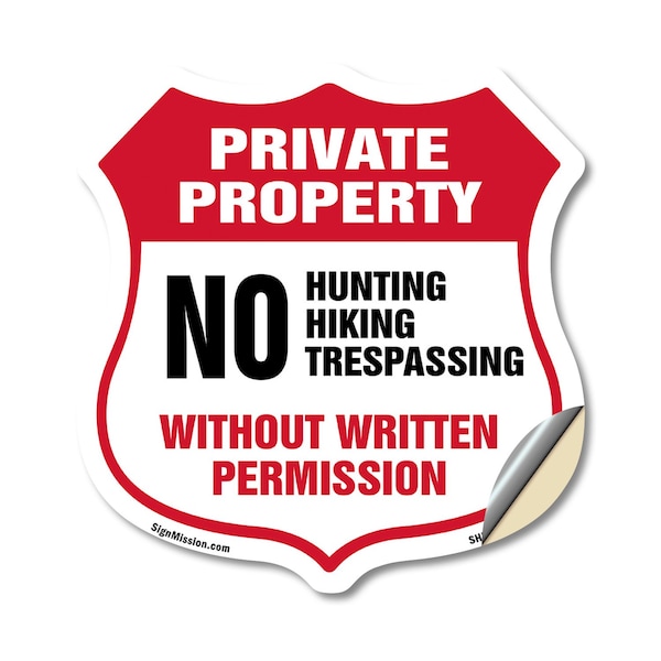 Signmission Private Property Shield Sign No Hunting, 18 Inch X 18 Inch, Vinyl Decal SHI-D-18-445 - main