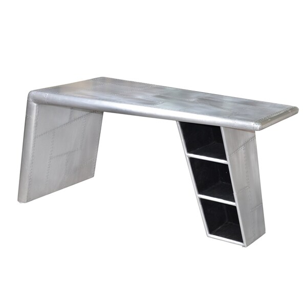 Homeroots 60" Silver Aluminum Writing Desk 489181 - main