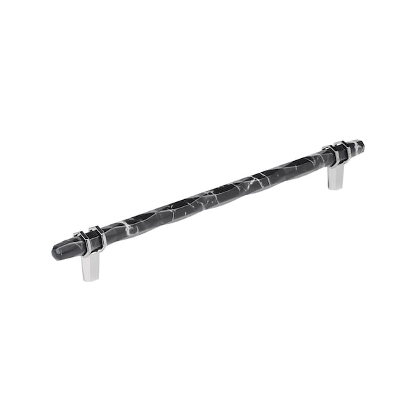 Amerock Carrione 10-1/16 inch 256mm Center-to-Center Marble Black/Polished Chrome Cabinet Pull BP36664MBK26 - main
