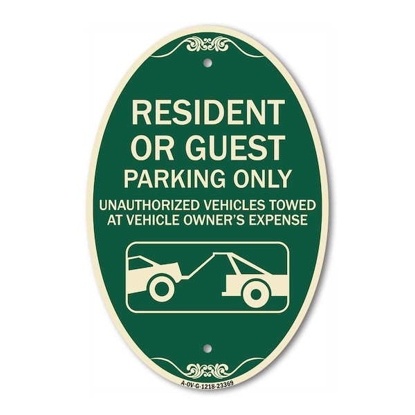 Signmission Parking Restriction Sign Resident or Guest Pa, 12 In X 18 In Architectural, Heavy Gauge Aluminum A-OV-G-1218-23369 - main