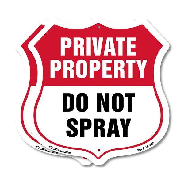 Signmission Private Property Shield Sign Do Not Spra, 18 inch X 18 inch, Plastic Sign, 2PK SHI-P-2PACK-18-449 - main