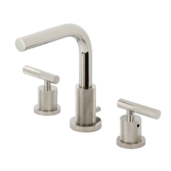 Kingston Brass Widespread Bathroom Faucet with Knurled Handle and Brass Pop-Up, Polished Nickel FSC8959KNL - main
