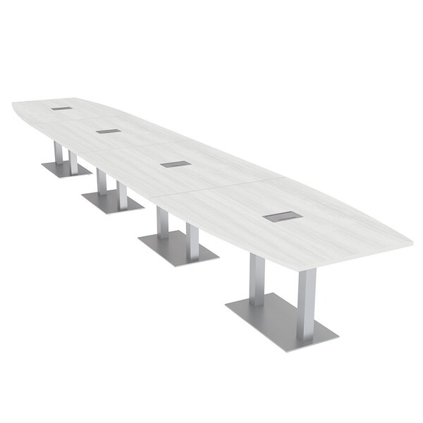 Skutchi Designs Boat Conference Table With Power Unit, 48 in W, 240 in L, White HAR-BOT-48x240-DOU-WA7976-ESIL - main