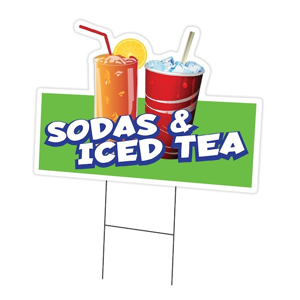Signmission Sodas & Iced Tea Die Cut Yard & Stake plastic coroplast window, C-DC-1216-Sodas & Iced Tea19 C-DC-1216-DS-Sodas & Iced Tea19 - main