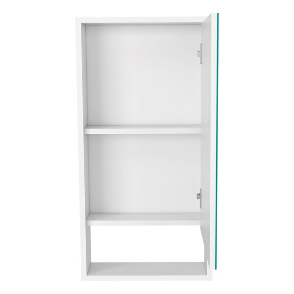 Homeroots 18" White Wood Floating Single Door Bathroom Vanity And Medicine Cabinet With Mirror 543602 - main