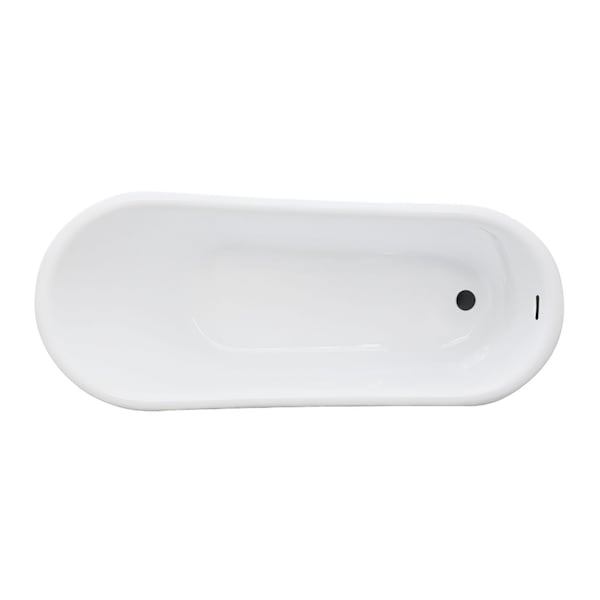 Kingston Brass 67-Inch Acrylic Oval Single Slipper Pedestal Tub with Drain, No Faucet Drillings VTSS672929C310 - main
