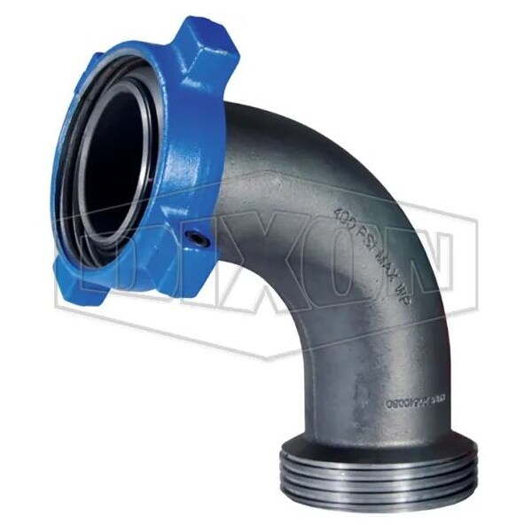 Dixon FIG 206 1 pc Elbow Adapter, 4 in Nominal, Male Hammer Union x Female Hammer Union, 150 lb, Ductile I HUMF20640080 - main