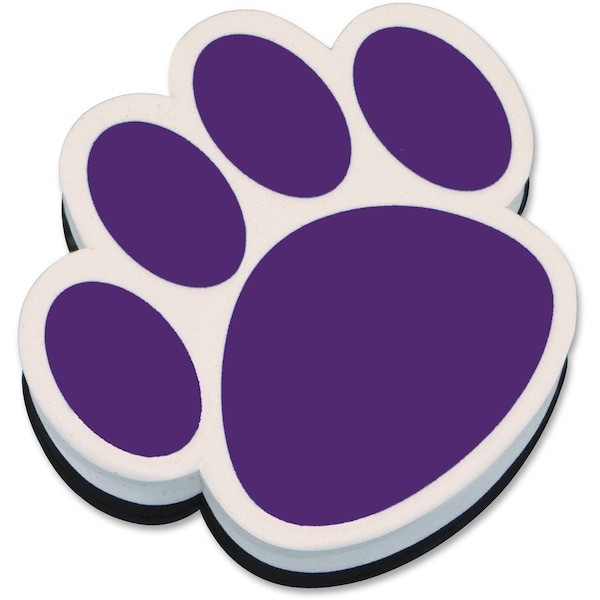 Ashley Productions Magnetic Whiteboard Eraser, Purple Paw, PK6 10005 - main