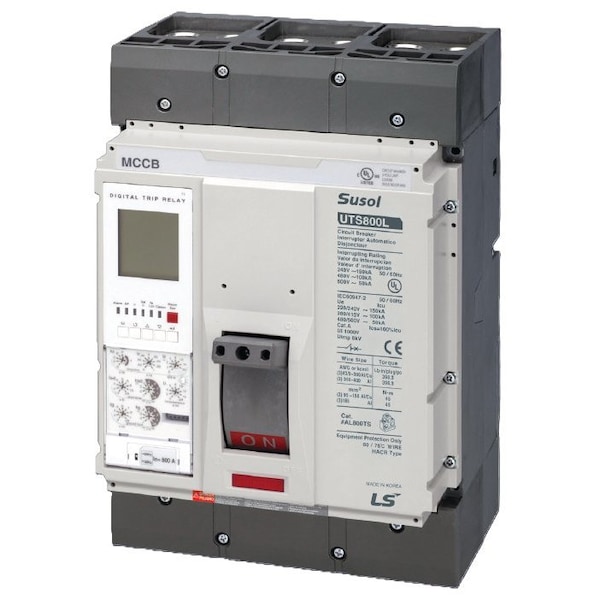 Ls Electric UTS800H Series 3 Pole MCCB. 800A Frame. 600A Trip Amperage. AI1. 80% Continuous Duty. 100 02155496UL - main
