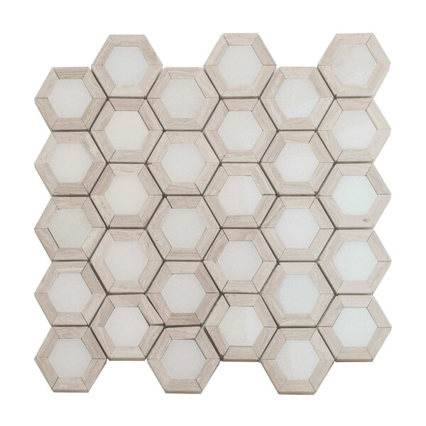 Apollo Tile 11x12 Wooden Gray, Eastern White Marble Polished Floor and Wall Mosaic Tile 4.19 sqft/case, 5PK APLKB88G01A - main