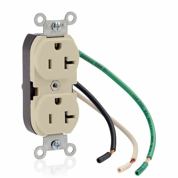 Leviton Duplex Outlet, Ivory 20A, 125V, TR 5340-I - main