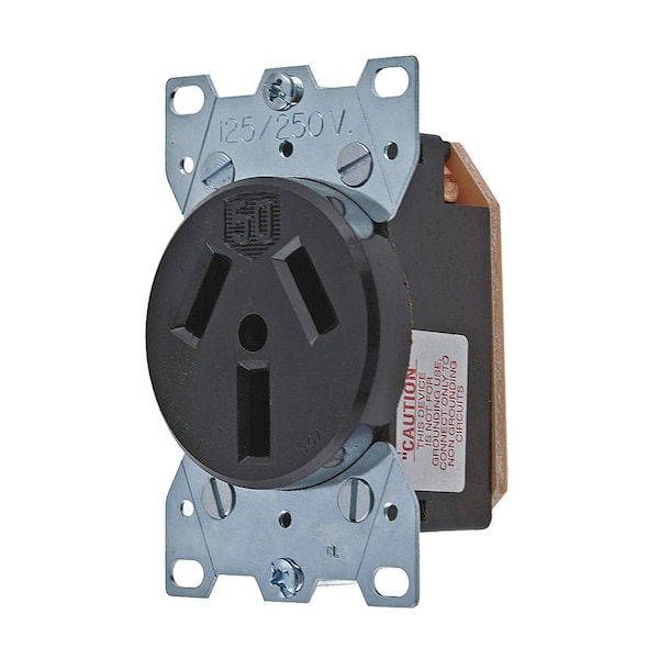 Hubbell Wiring Industrial 3-Pole 3-Wire 50A 125/250V Receptacle, 10-50R, Black, Single Pack HBL7962 - main