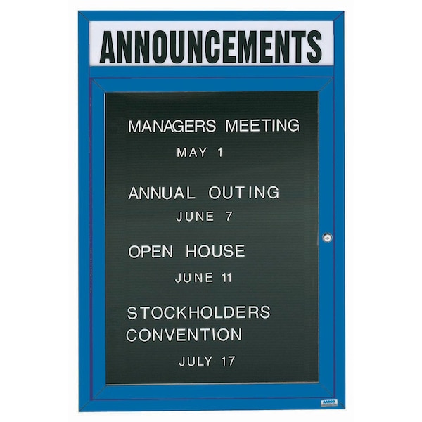 Aarco Outdoor Enclosed Directory w/ Al Frame Header, Powder Coated Blue, 48''Hx36''W OADC4836HB - main