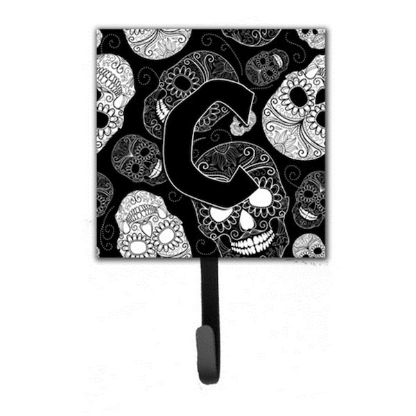Carolines Treasures Letter C Day Of The Dead Skulls Black Leash and Key Holder CJ2008-CSH4 - main