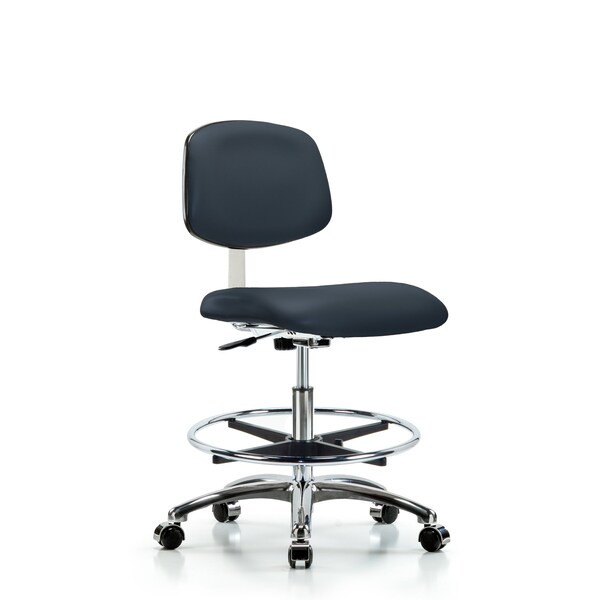 Blue Ridge Ergonomics Clean Room Chair Med Ben Chair, Vin, Chrm, CF, Cast, Nvy, CL10, 22" to 29" Height, Vinyl, Imperial Blue BR-CLR-VMBCH-CR-CF-CC-8582 - main
