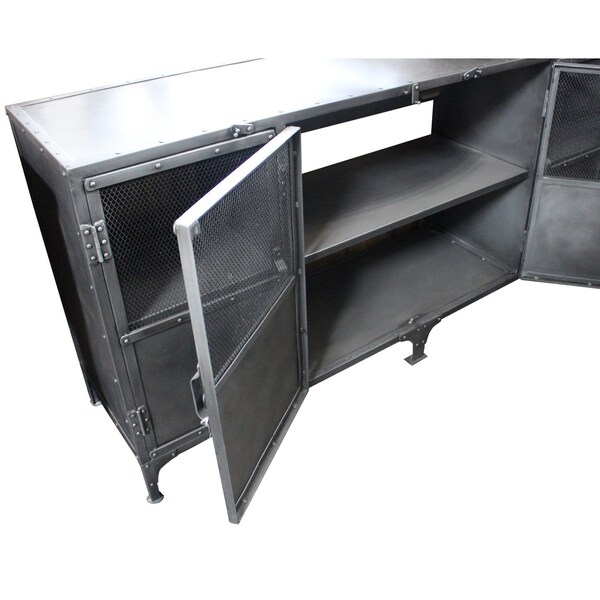 Homeroots 72in Dark Gray Metal Enclosed Storage TV Stand 489501 - main