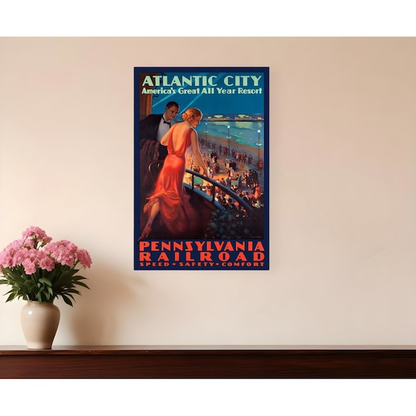 Homeroots Vintage 1935 Atlantic City Travel Unframed Print Wall Art 394256 - main