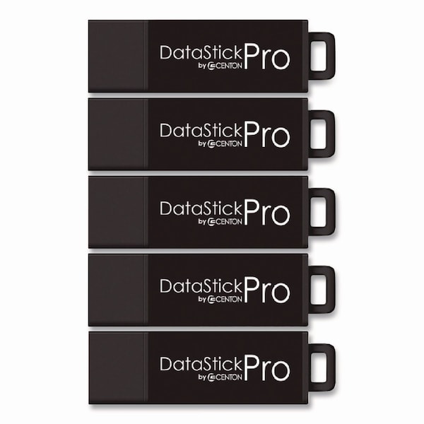 Centon DataStick Pro USB 3.0 Type A Flash Drive, 128 GB, Black, 5PK C1-U3P6-128G-5 - main