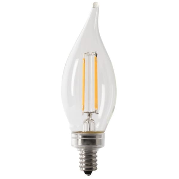 Feit Electric 2 LED Bulb, Decorative, Flame Tip Lamp, 60 W Equivalent, E12 Lamp Base, Dimmable, Clear BPCFC60/927CA/FIL - main