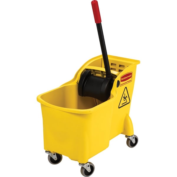 Rubbermaid Commercial Mop Bucket and Wringer with Reverse Press, 7 3/4 gal gal Capacity, Yellow FG738000YEL - main