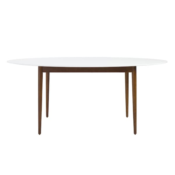 Homeroots 63" White And Brown Oval Dining Table 400751 - main