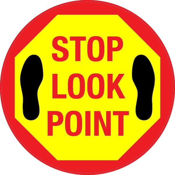 Creative Safety Supply Stop Look Point, Floor Sign, 32in x 32in FS70229-32 - main