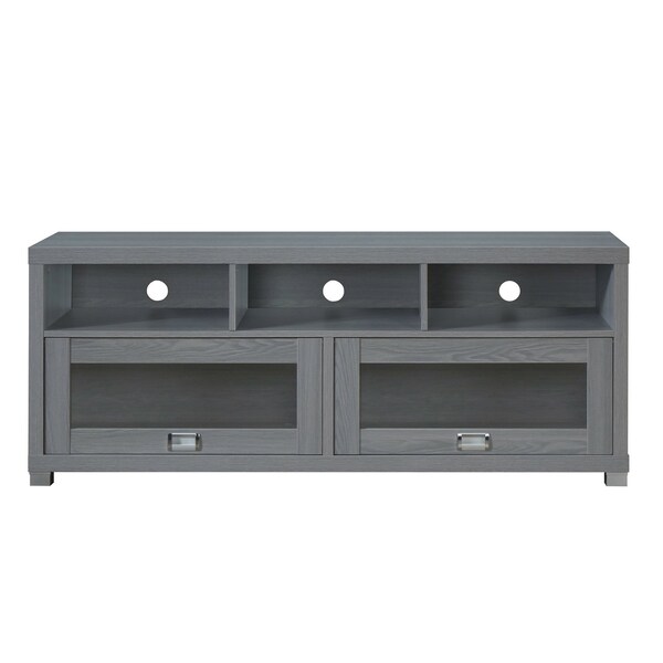 Homeroots 57in Gray Wood Enclosed and Open Storage TV Stand 724157 - main